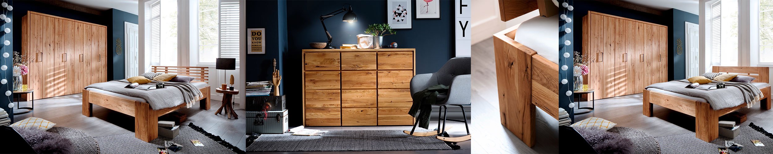 Schlafzimmer Rödemis Wildeiche Massiv