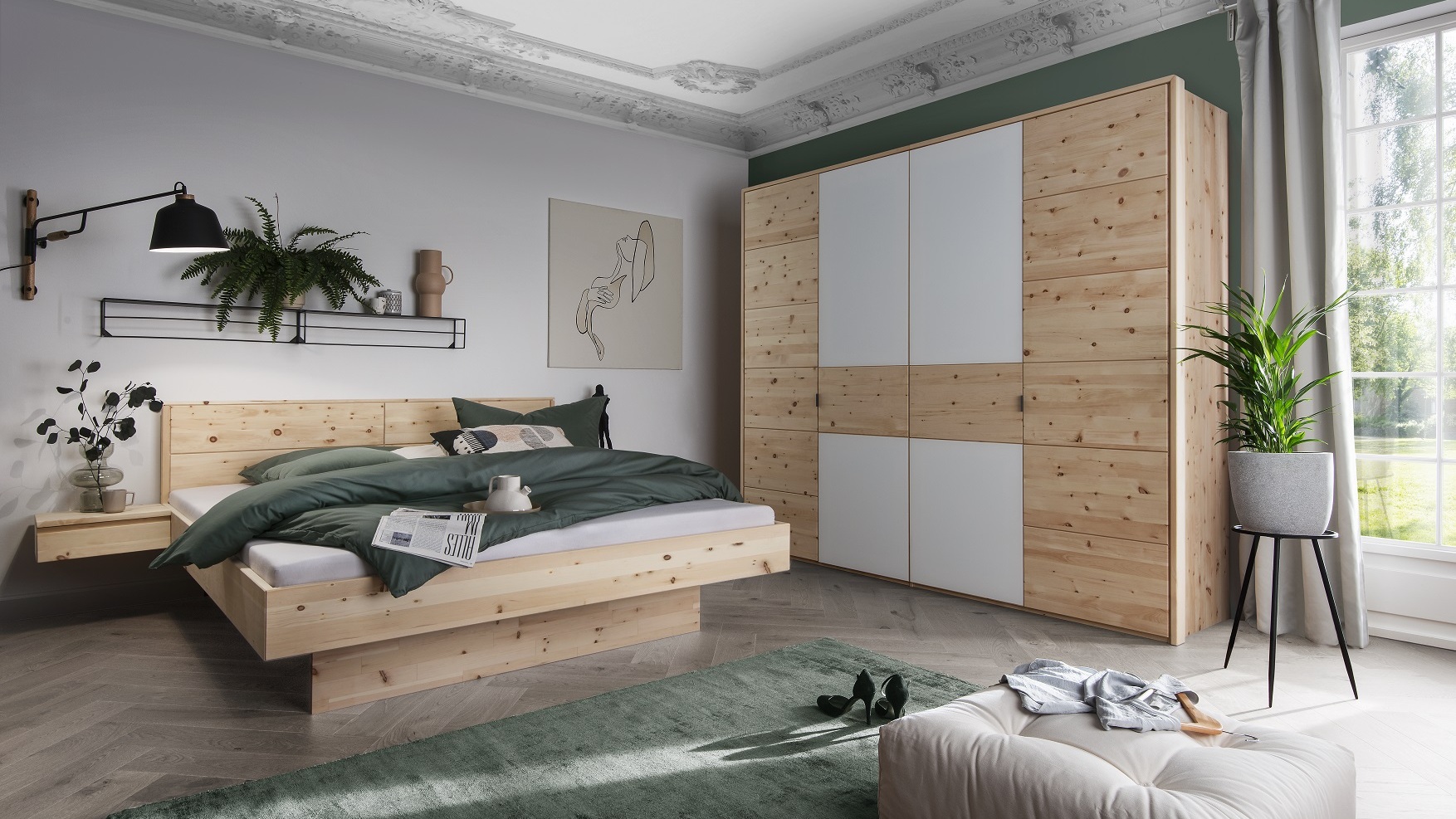 Schlafzimmer Zirbe parkettverleimt