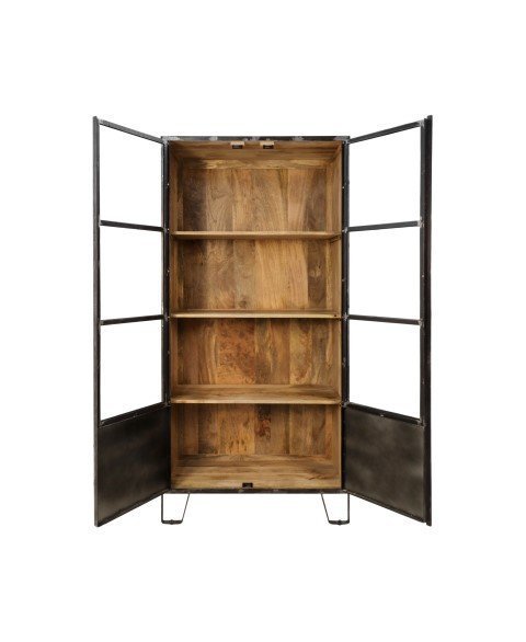 Vitrine Hayward aus Mangoholz und Eisen