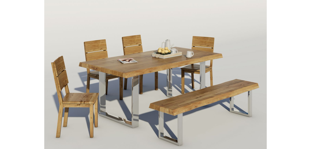 Baumkantenbank Sitzbank für Esszimmer Massivholz Wildeiche Preview Image