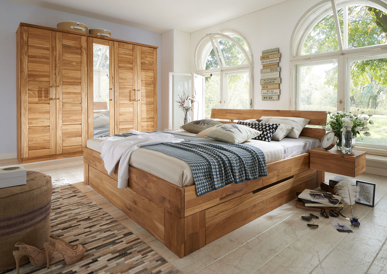Massivholz Schlafzimmer Bett Modern Zen XT mit Unterbausatz Preview Image
