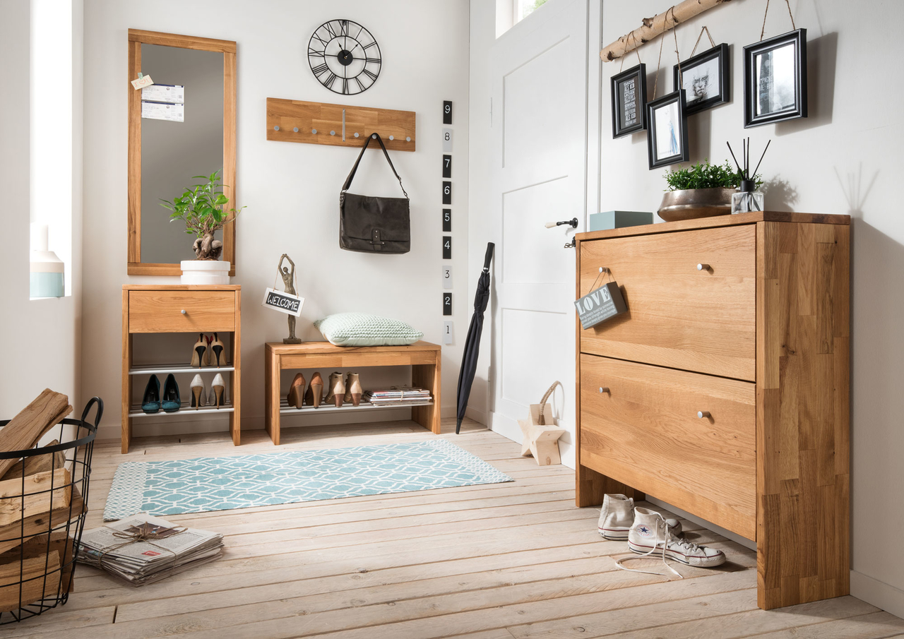 Dänischer Garderoben Schuhschrank Wildeiche Massivholz Velkom Bild 9