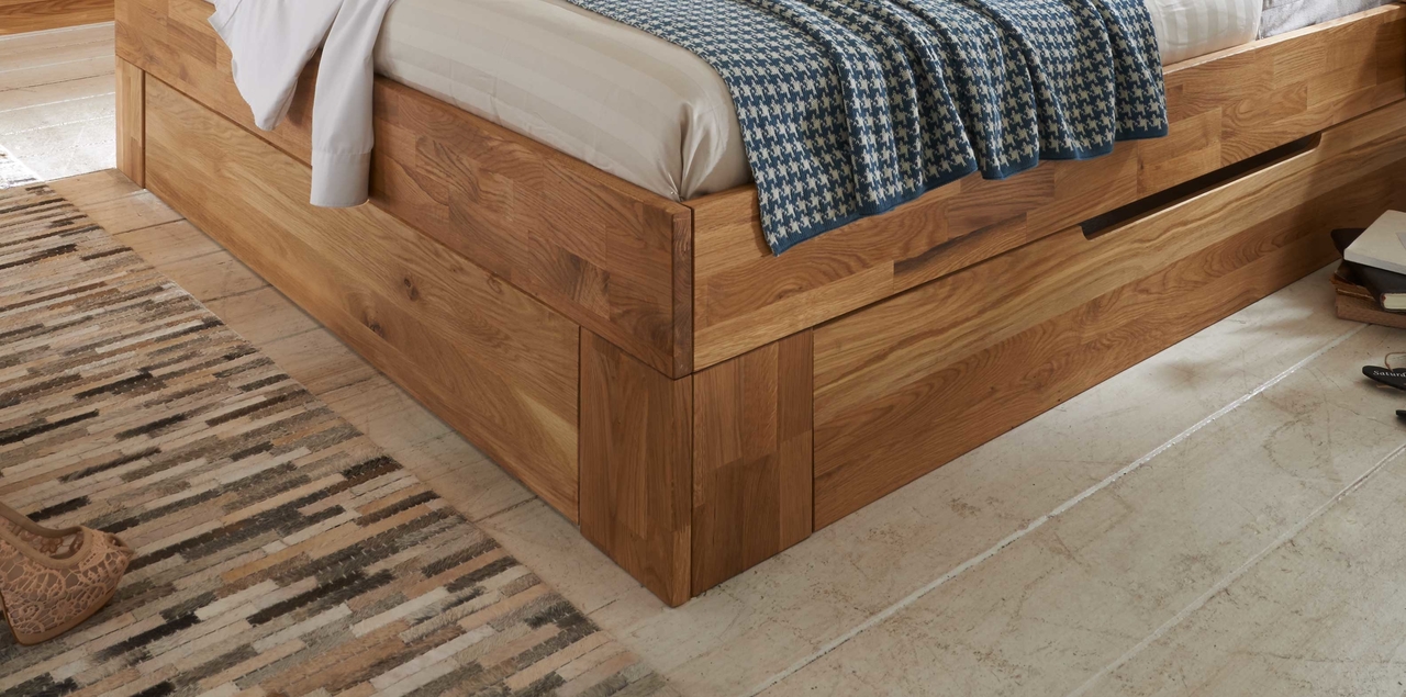 Doppelbett Schlafzimmer Wildeiche Massiv NECST Bild 3