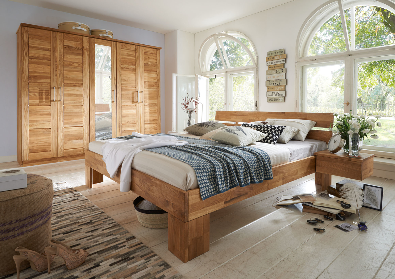 Doppelbett Schlafzimmer Wildeiche Massiv NECST Bild 5