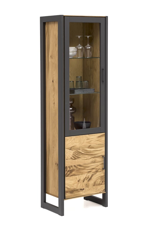 Alteiche Janne Vitrine furniert schmal Preview Image