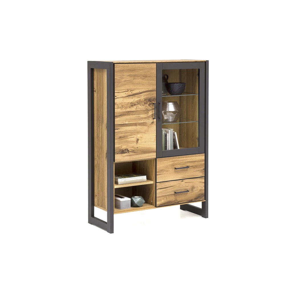 Alteiche Janne Vitrine furniert mit offenen Fächern Preview Image