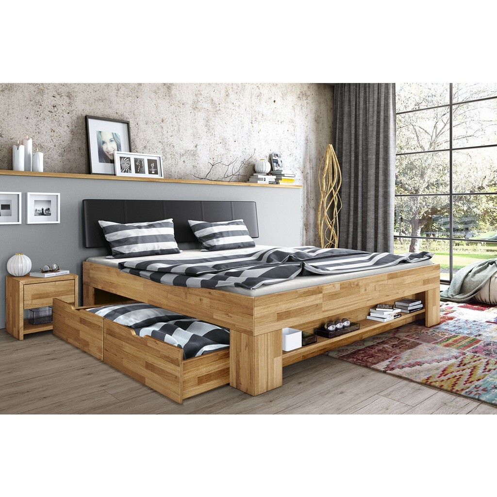 Futonbett Sabrina Bett Wildeiche Massiv inkl Bestkästen Preview Image