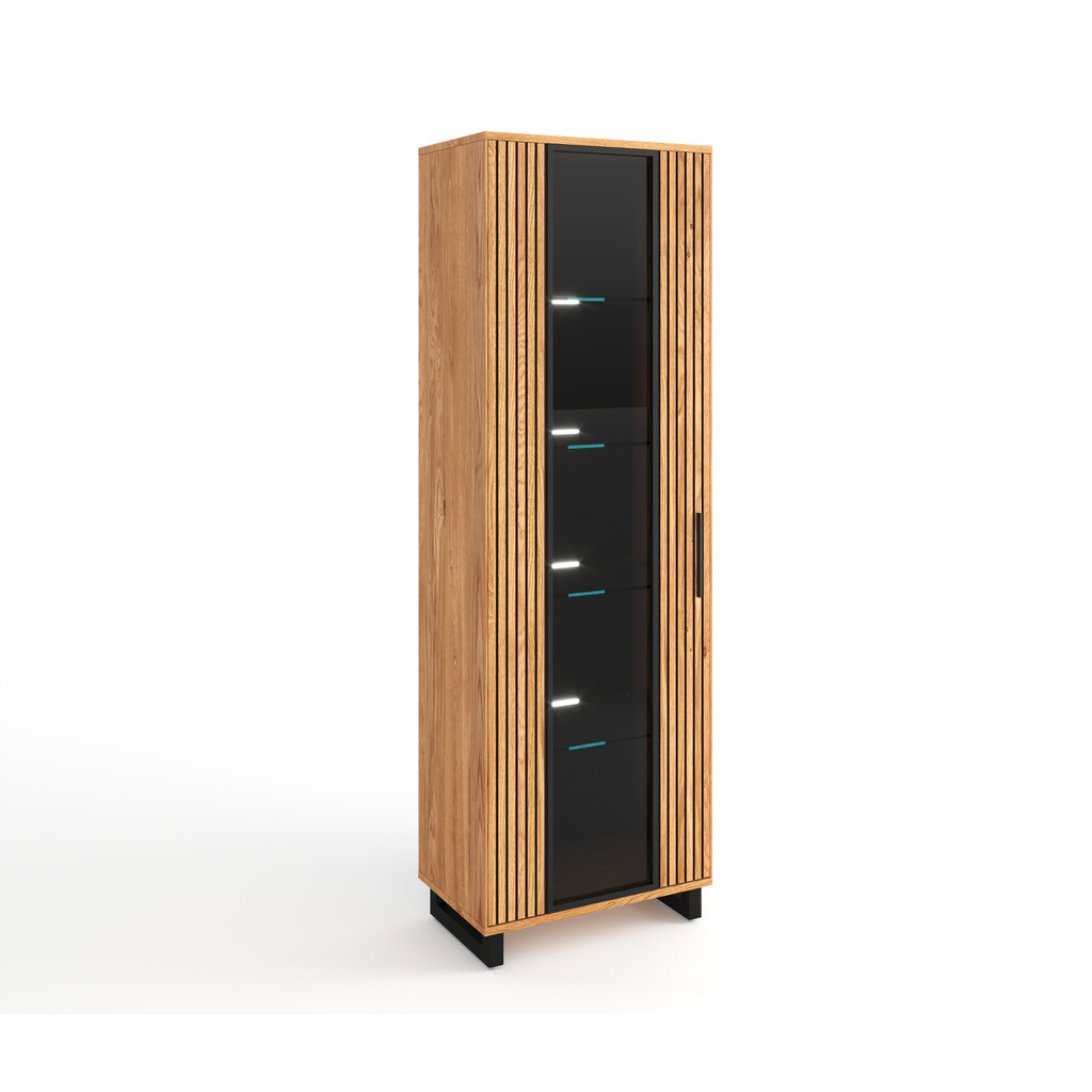 Vitrine Paula mit Glaseinsatz mittig, Akustikpaneel, 1-türig Preview Image