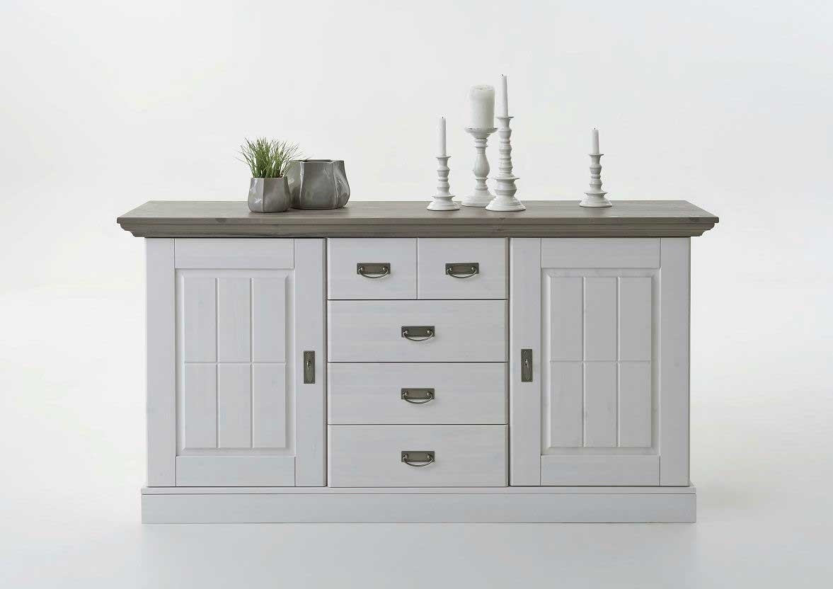 Esszimmer Gruppe mit Sideboard Fjord weiß grau im Landhausstil Bild 3