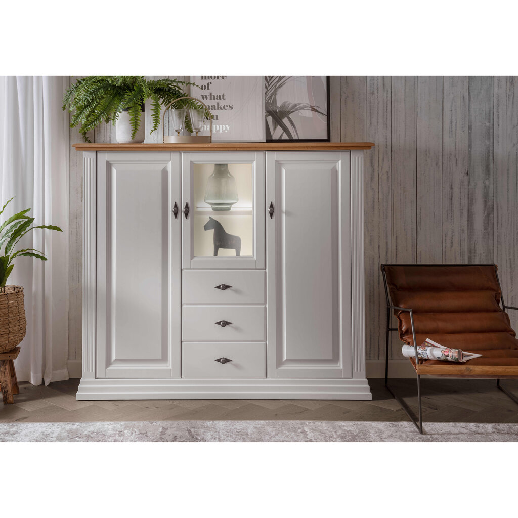Highboard II Alva aus massiver Kiefer und Eiche Preview Image