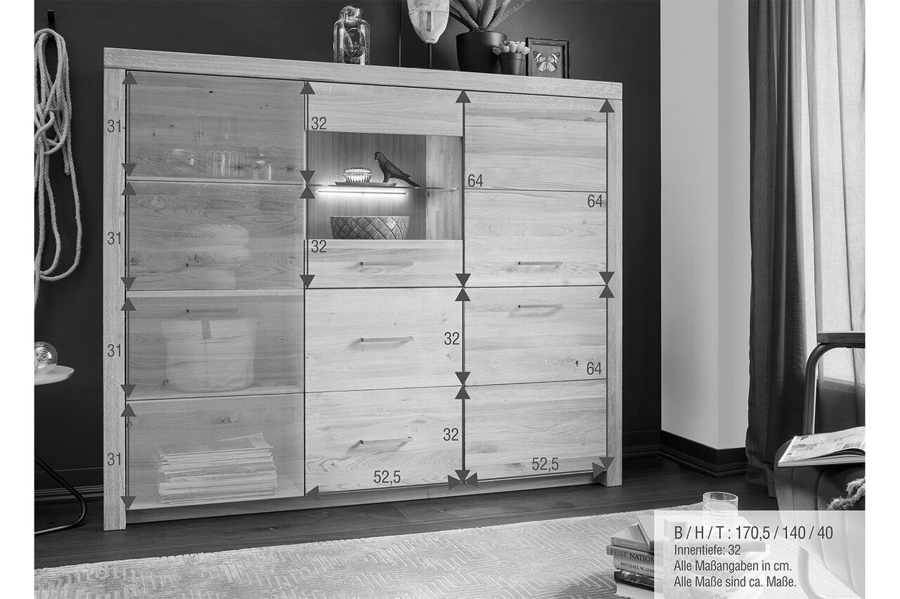 Highboard III Aborg aus massiver Wildeiche Bild 4
