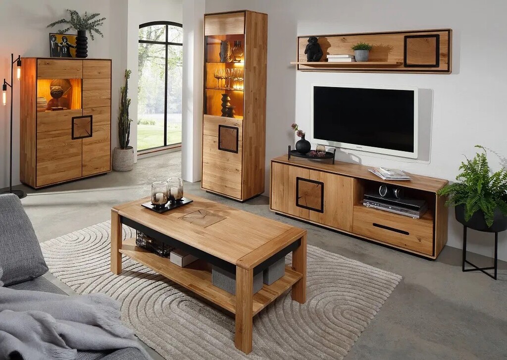 Highboard Vejers II, Wildeiche Massiv, Hirnholz Preview Image