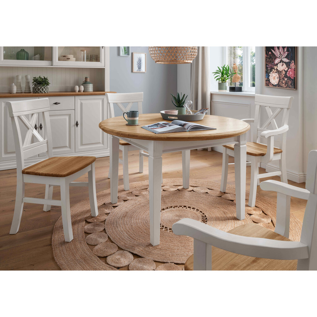 Tisch rund Alva aus massiver Kiefer und Eiche Preview Image