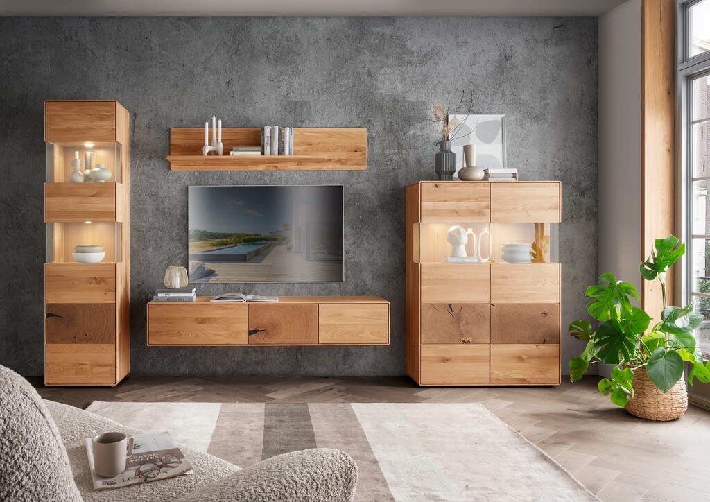 Wandboard für Wohnwand Herning Wildeiche mit Hirnholz Maserung Preview Image
