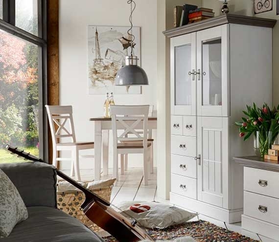 Highboard Landhausstil Fjord mit Glastüren Bild 2