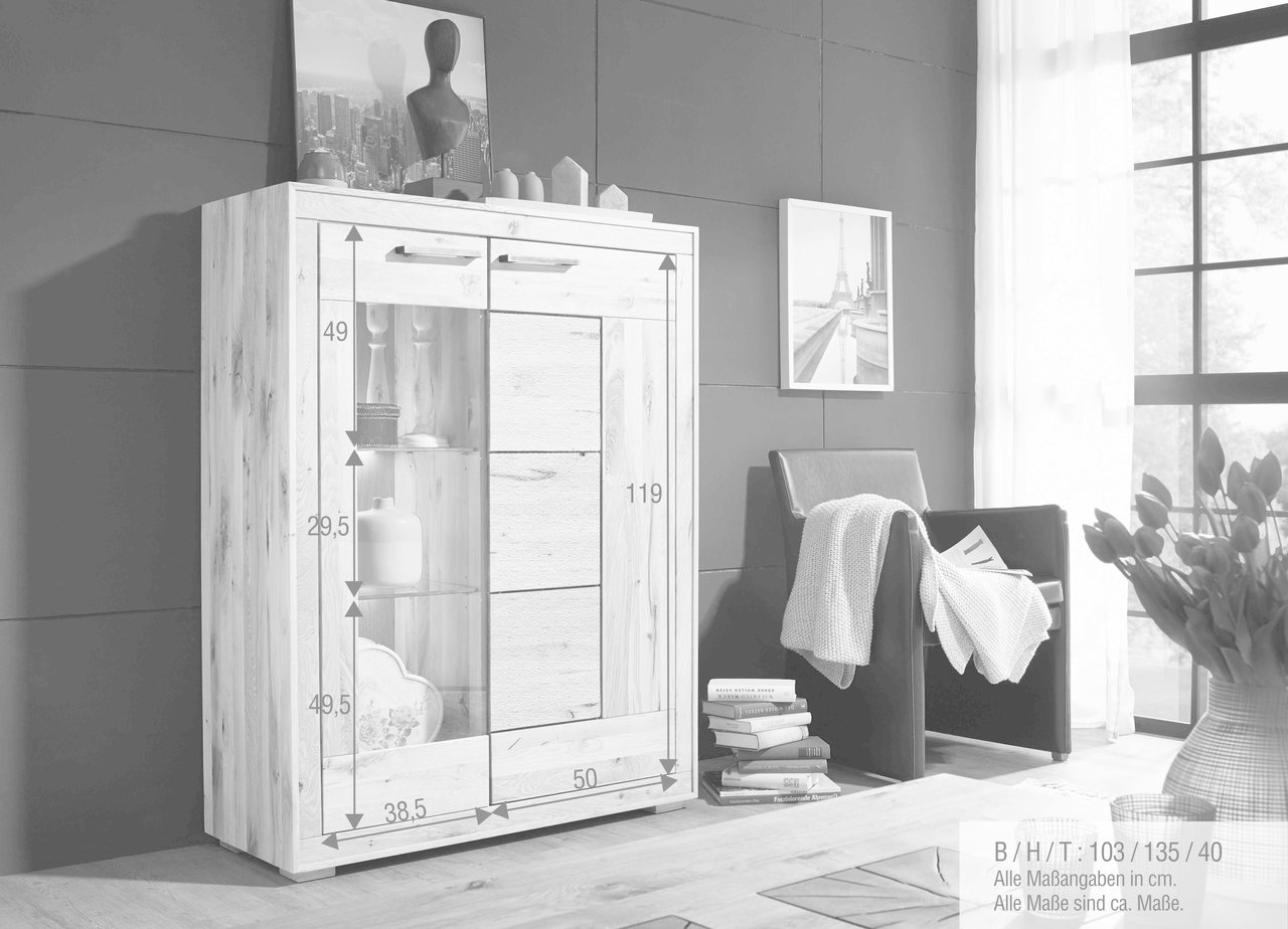 Highboard I Lund aus massiver Wildeiche Bild 3