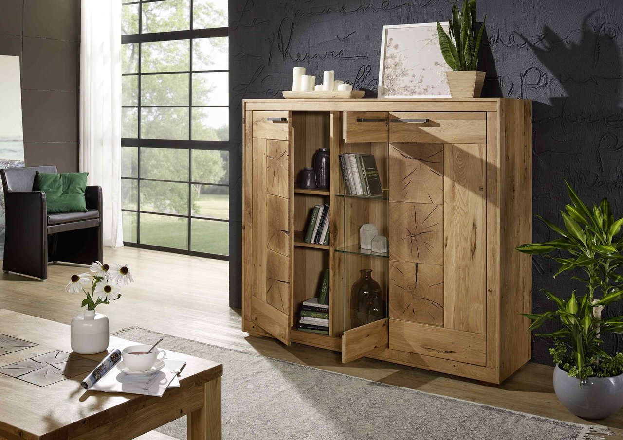 Highboard II Arvika aus massiver Wildeiche Preview Image