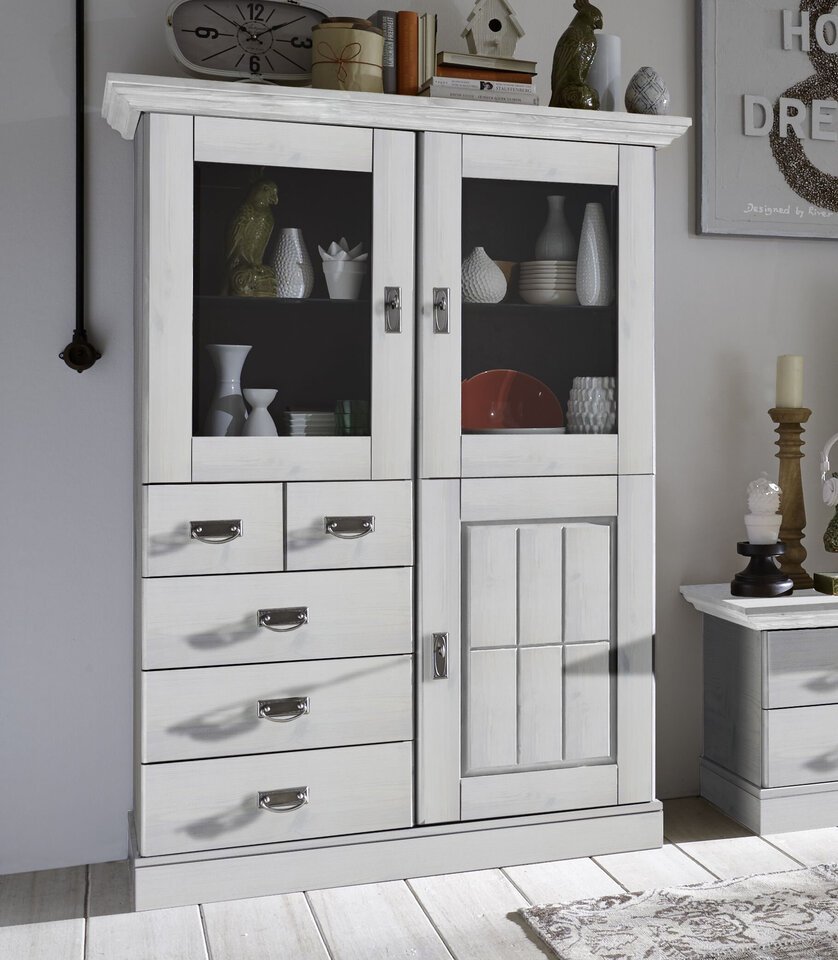 Highboard Landhausstil Fjord mit Glastüren Bild 4