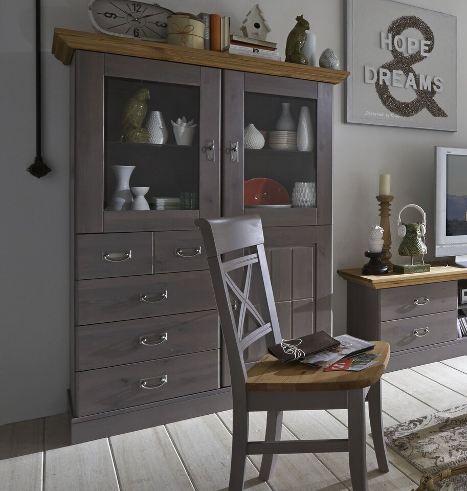 Highboard Landhausstil Fjord mit Glastüren Bild 5