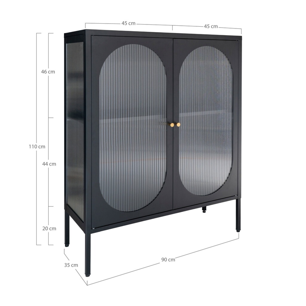 Adelaide Vitrine aus Metall, halbhoch, Schwarz Bild 4