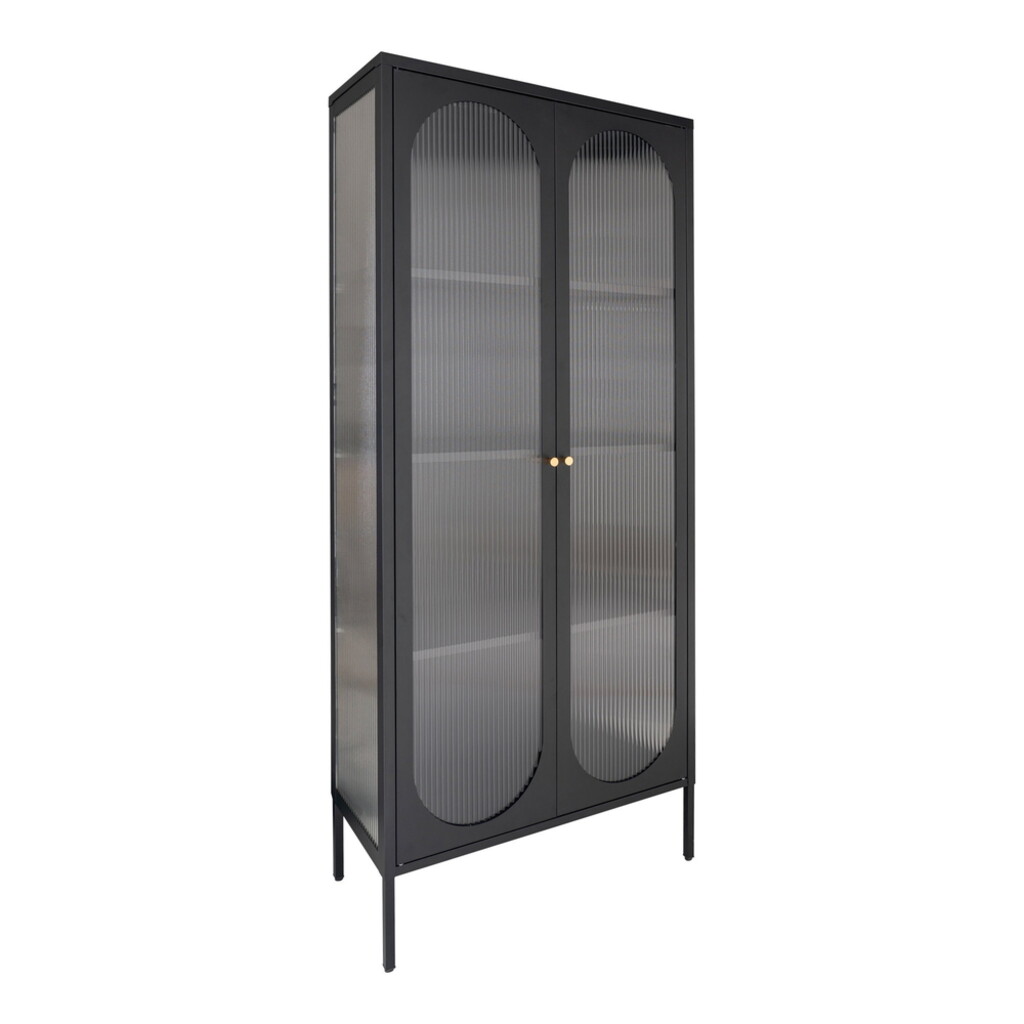 Adelaide Metall Vitrine mit 2 geriffelten Glastüren, Schwarz Bild 3