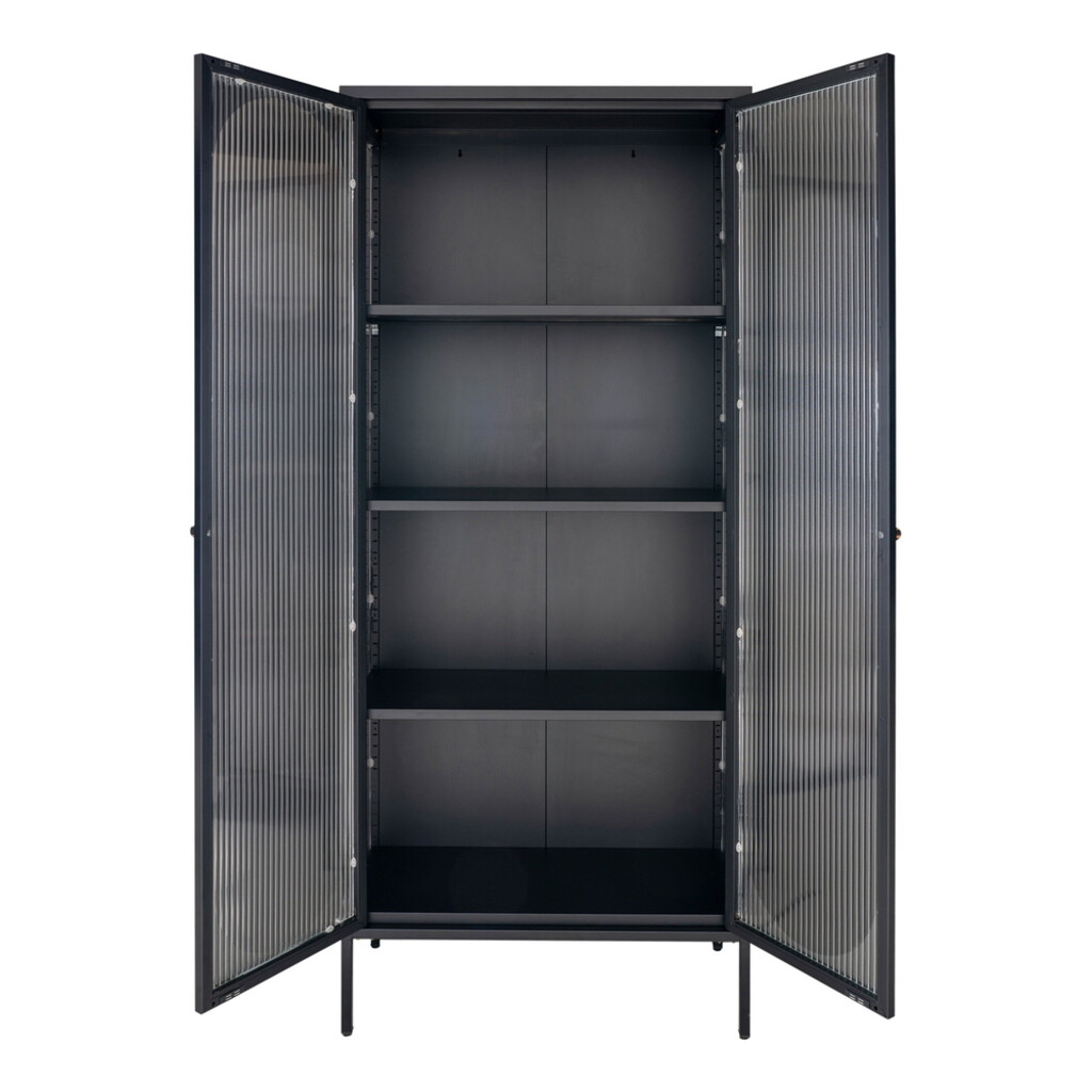 Adelaide Metall Vitrine mit 2 geriffelten Glastüren, Schwarz Bild 5