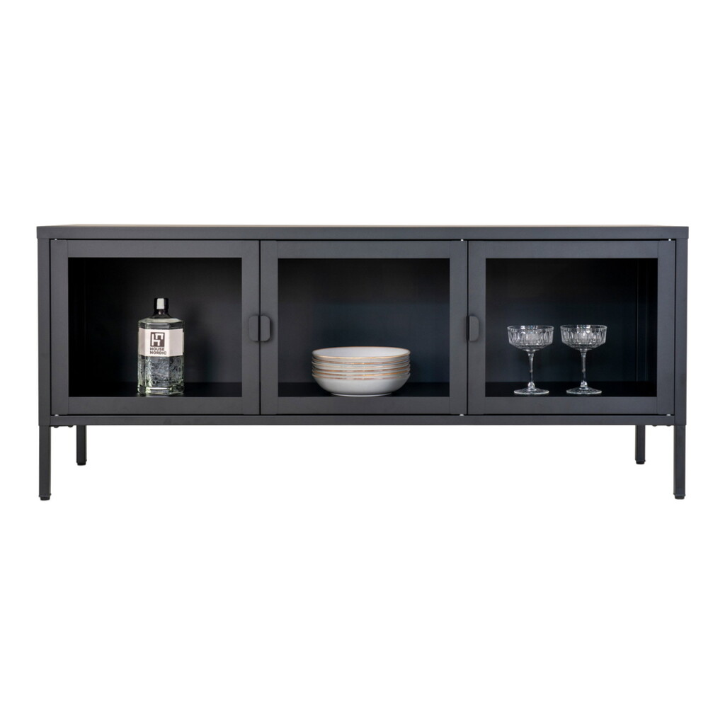 House Nordic Brisbane Stahl TV-Bank mit 3 Glastüren Bild 6