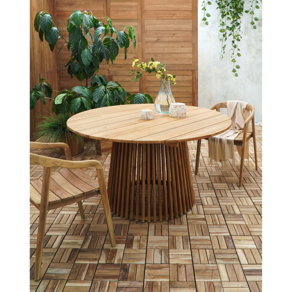 Runder Lorca Esstisch aus Teakholz, Gartentisch Bild 2