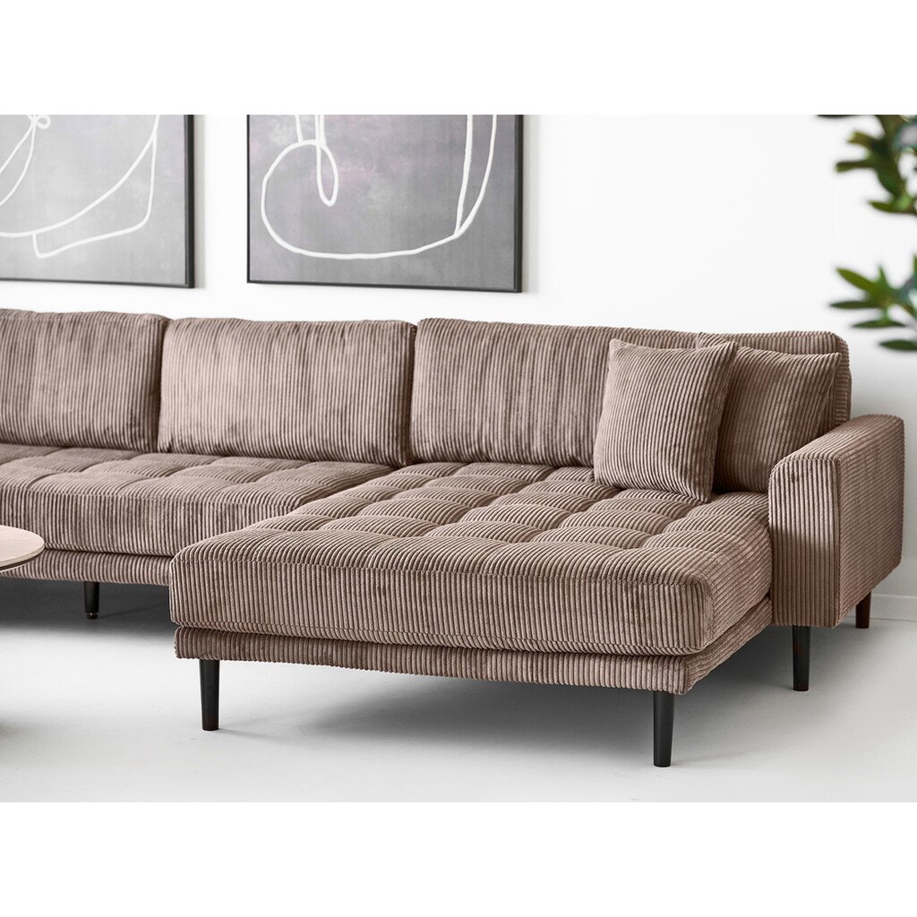Lido U-Sofa Open End Braun Cord Bild 5