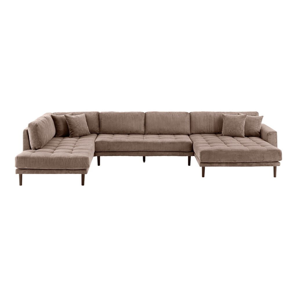 Lido U-Sofa Open End Braun Cord Bild 8