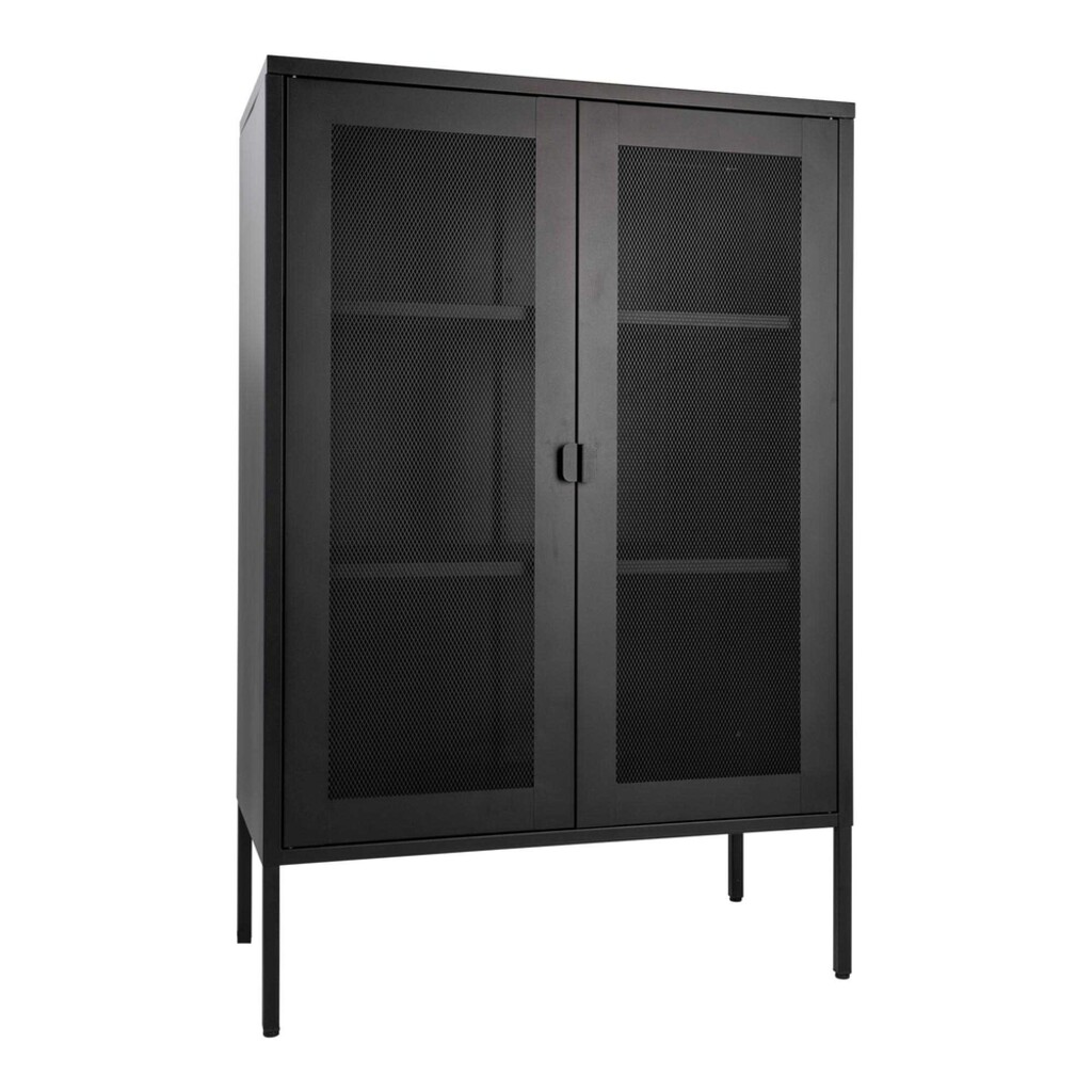 House Nordic Melbourne Metall Cabinet mit 2 Gittertüren, Schwarz Preview Image