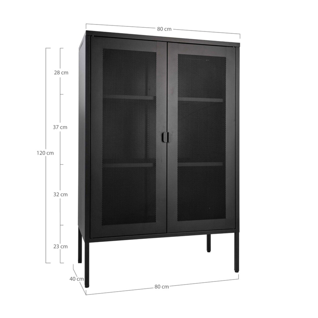 House Nordic Melbourne Metall Cabinet mit 2 Gittertüren, Schwarz Bild 3