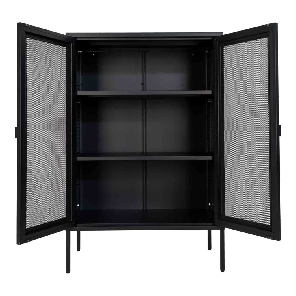 House Nordic Melbourne Metall Cabinet mit 2 Gittertüren, Schwarz Bild 4
