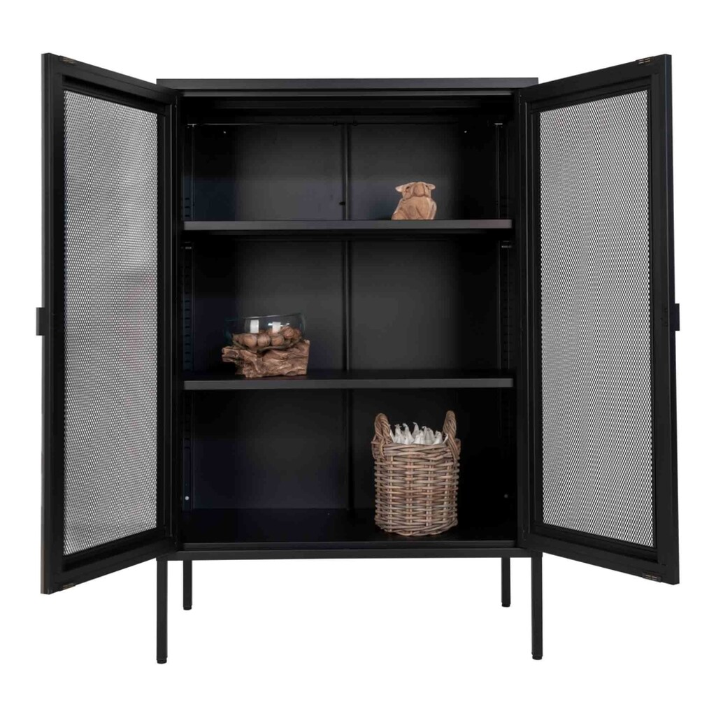 House Nordic Melbourne Metall Cabinet mit 2 Gittertüren, Schwarz Bild 5