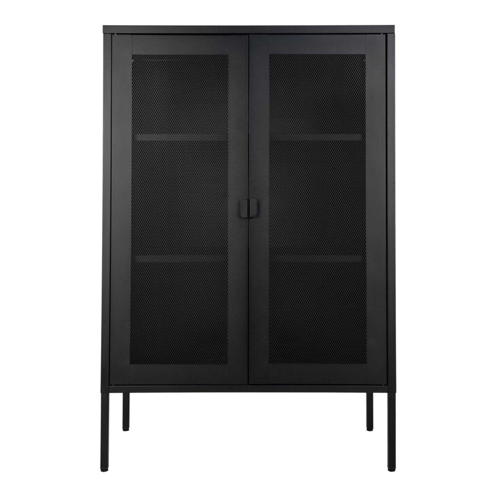 House Nordic Melbourne Metall Cabinet mit 2 Gittertüren, Schwarz Bild 6