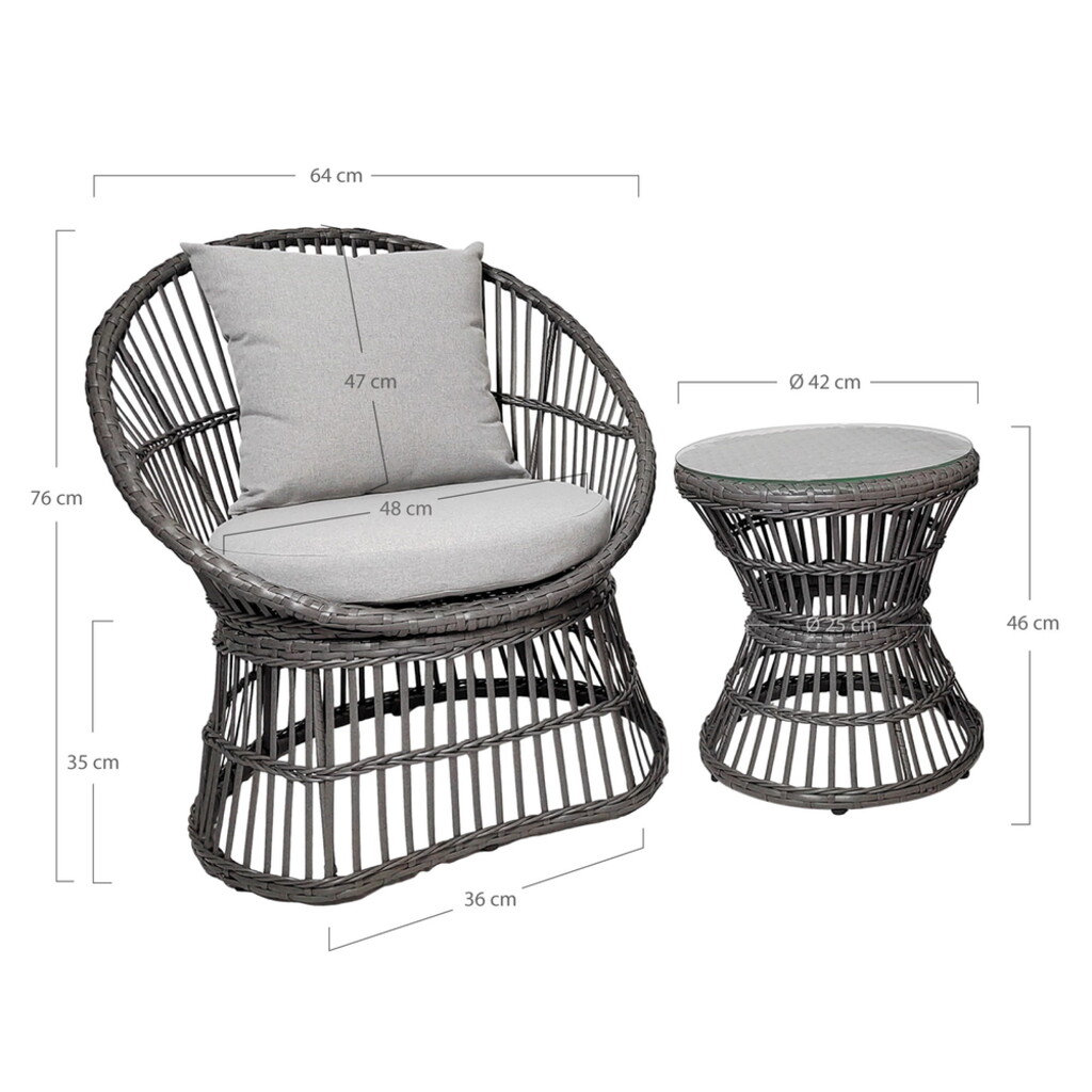 Natal Lounge Set Rattan Grau inkl. Kissen Bild 3