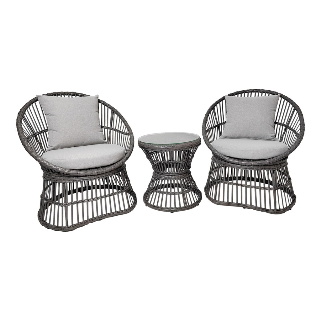 Natal Lounge Set Rattan Grau inkl. Kissen Preview Image