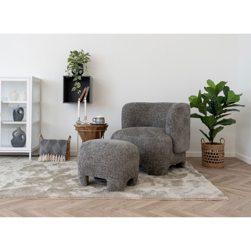 Nazare Lounge-Sessel mit Hocker Grau Preview Image