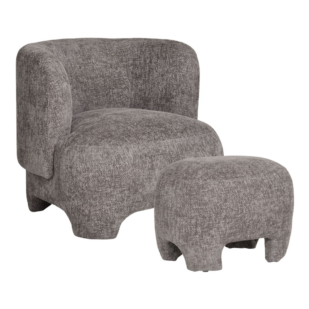 Nazare Lounge-Sessel mit Hocker Grau Preview Image