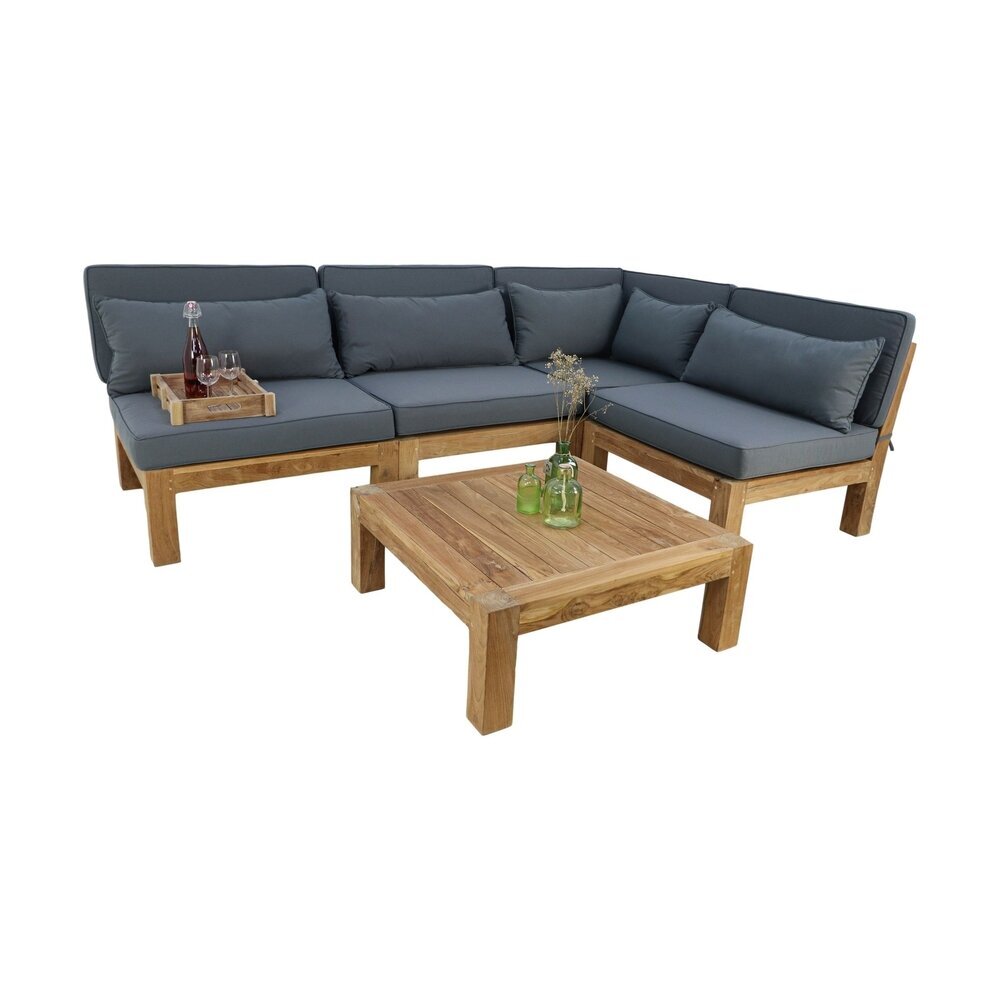 Teak Gartenlounge-Set Aruba 5-teilig + Ecke Bild 2
