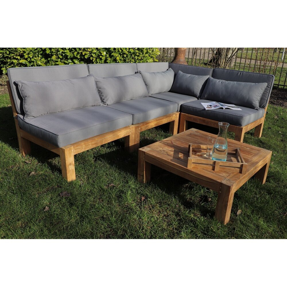 Teak Gartenlounge-Set Aruba 5-teilig + Ecke Bild 3
