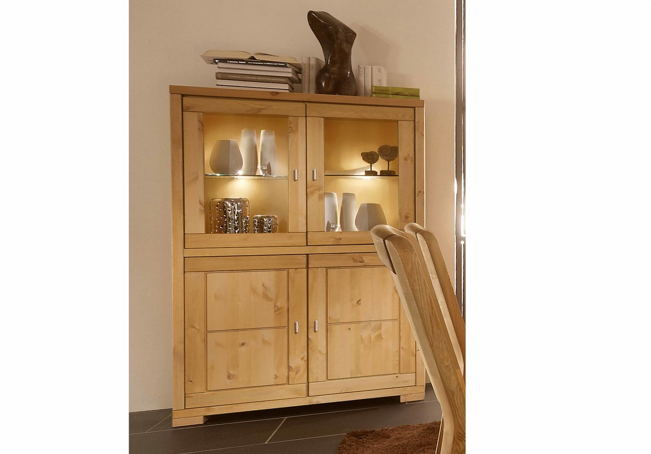 Infans Highboard Vitrine II Vita aus massiver Kiefer Preview Image