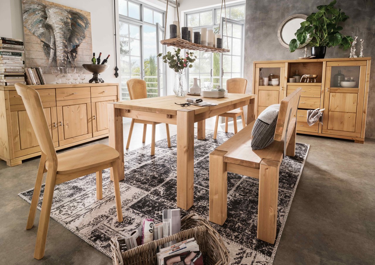 Sitzbank Vita mit Rückenlehne aus massiver Kiefer Bild 3