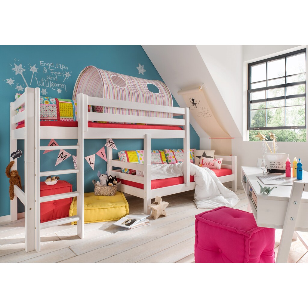 Bettkombination mit Mittelhochbett und Leiter, Etagenbett Bild 2