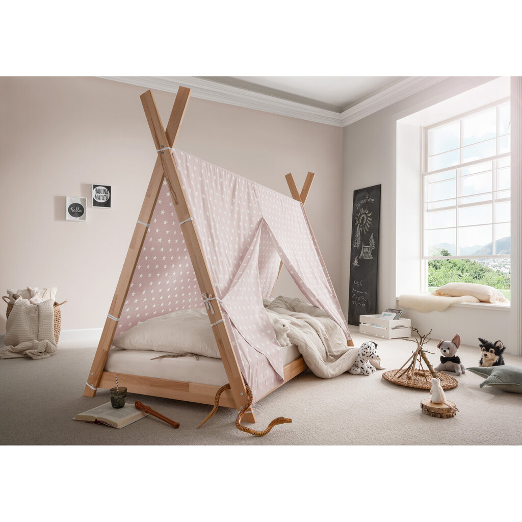 Pinocchio Tipi-Bett, Tipizelt-Bett mit Stoffdach aus massiver Buche natur Bild 3