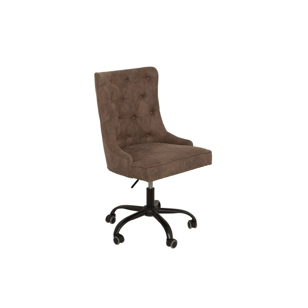 Bürostuhl VICTORIAN Mikrofaser braun im Chesterfield Stil Preview Image