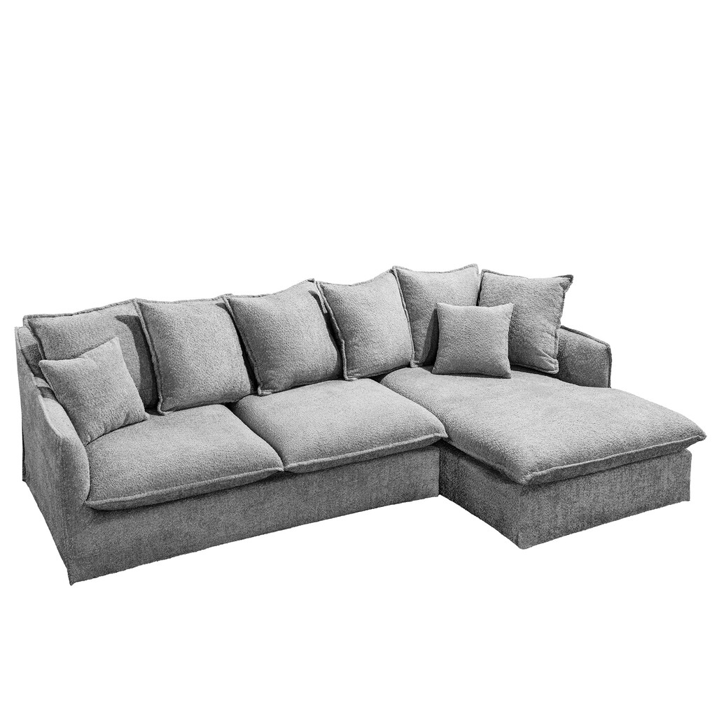 Ecksofa Heaven 255cm abnehmbarer Bezug Bouclé grau | Invicta Interior