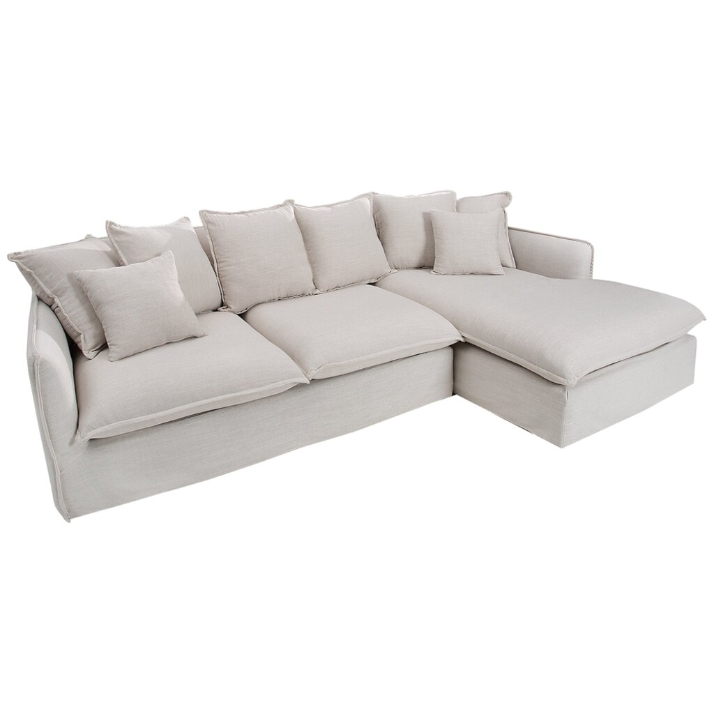 Ecksofa HEAVEN 255cm Federkern abnehmbarer Bezug Strukturstoff Leinen natur Preview Image