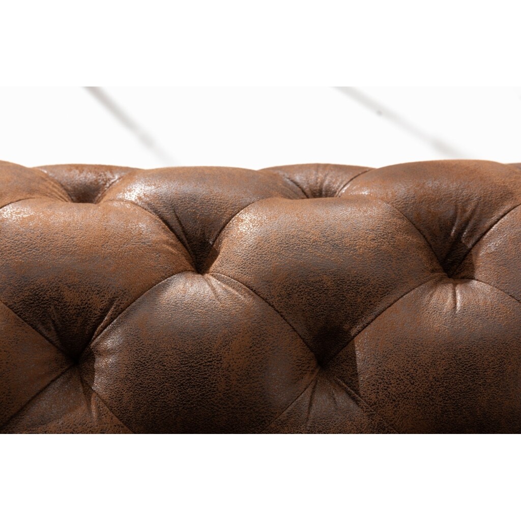 Ecksofa MODERN BAROCK Microfaser antikbraun im Chesterfield Stil Bild 4