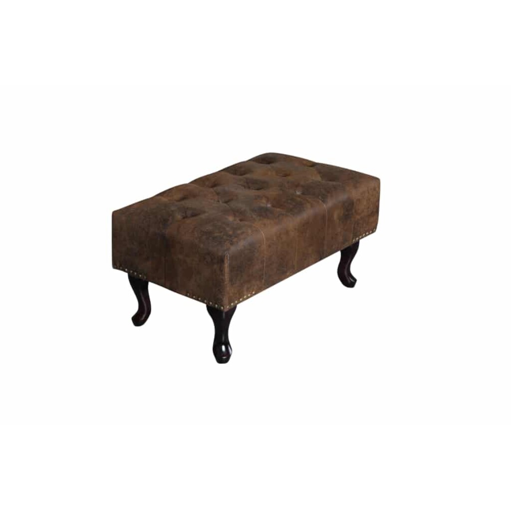 Fußhocker CHESTERFIELD Antik-Look Microfaser braun Preview Image